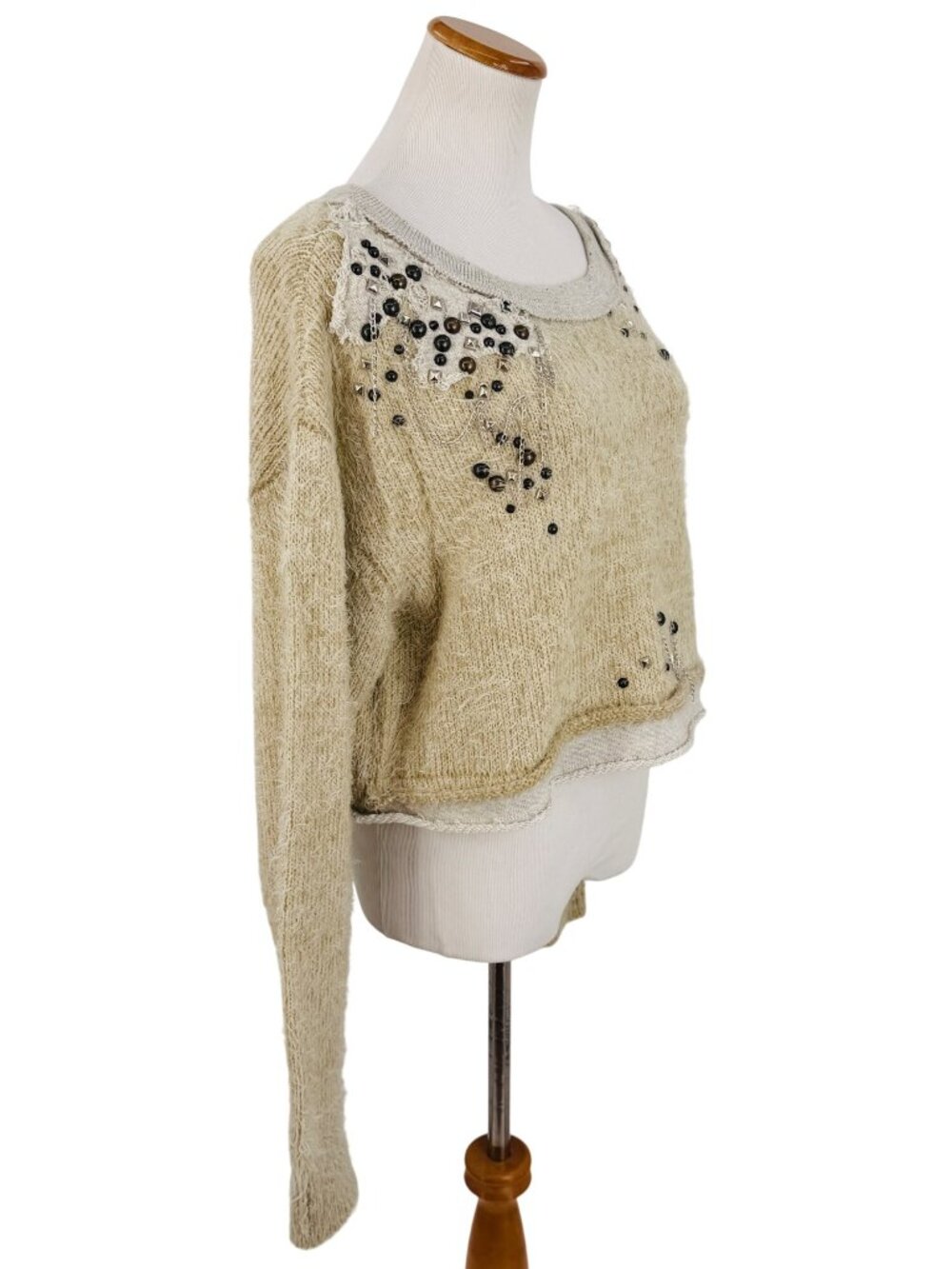 RARE NWT Free People Embellished Pull Over Knit Sweater | Mob Wife Coquette Boho - Picture 6 of 16